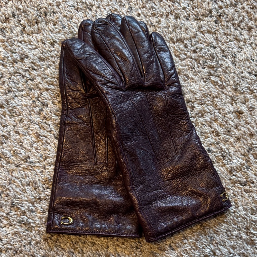Coach purple leather gloves